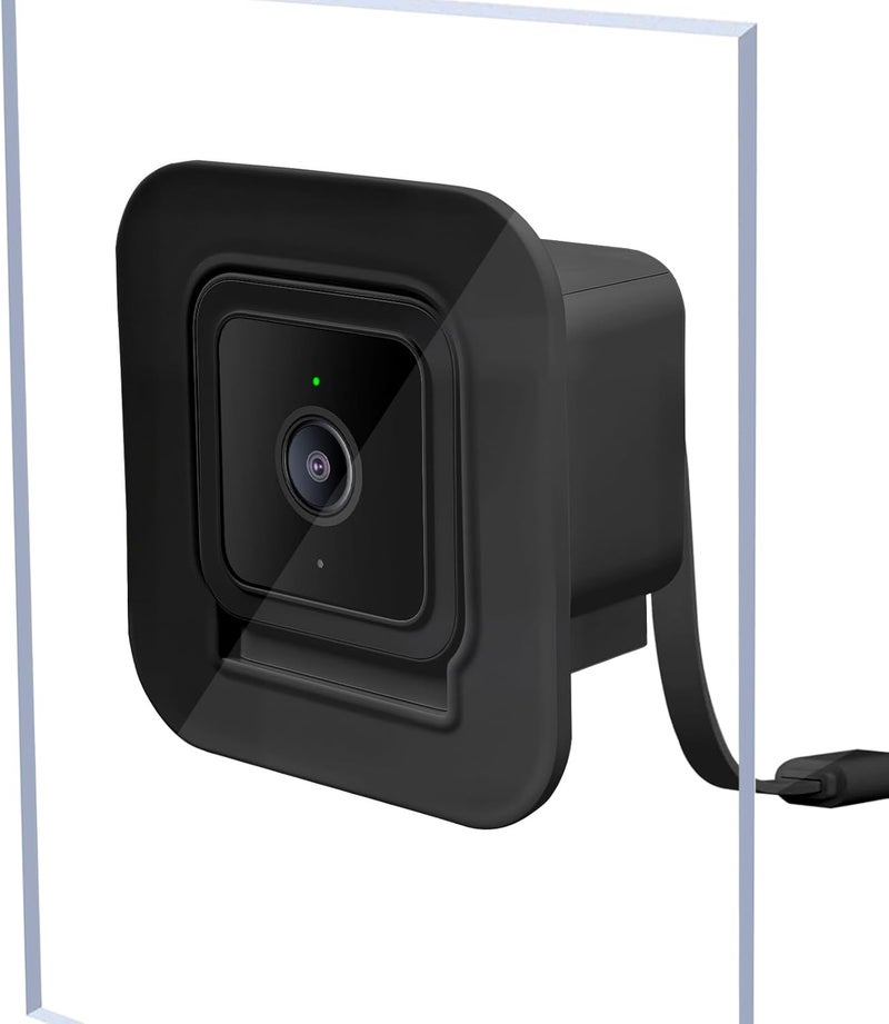 REEYEAR 2 Pack Window Mount fits for Wyze Cam V4/V3 – Stick-On Glass Camera Holder for Outdoor Monitoring, Birdwatching, Pet Viewing, No-Drill Mount for Renters – Not for Double Pane or Frosted Glass,Black - Image 1